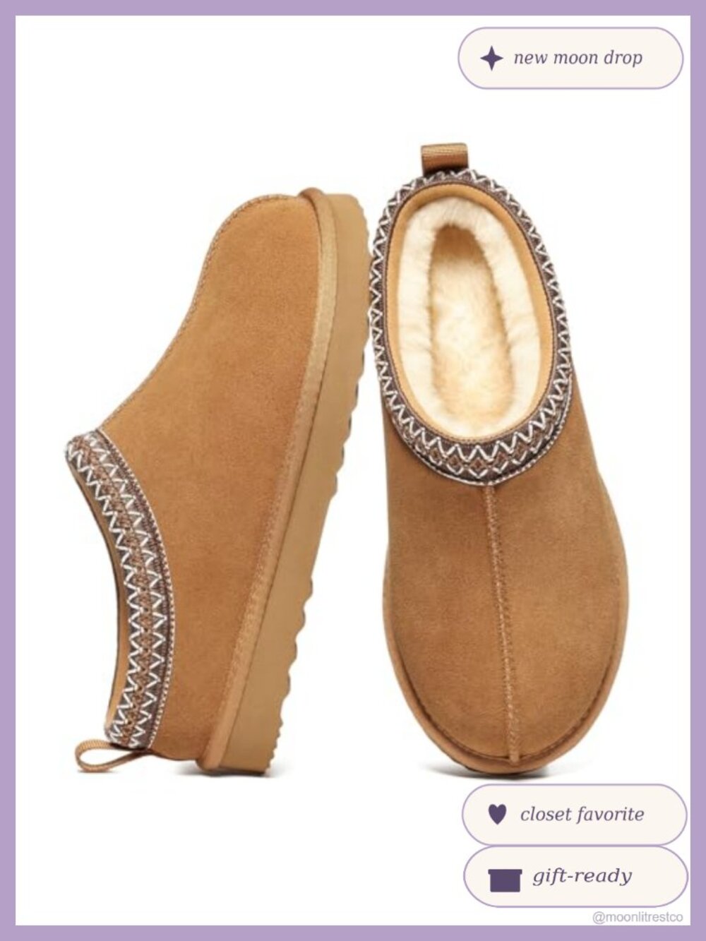 Genuine Suede Fur Lined Slippers Fuzzy Winter House Shoes